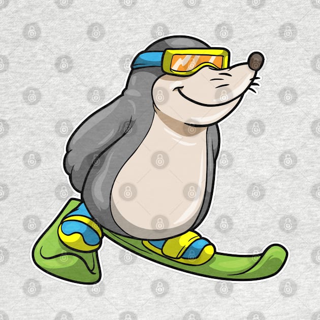 Mole as Skier with Skis & Ski goggles by Markus Schnabel